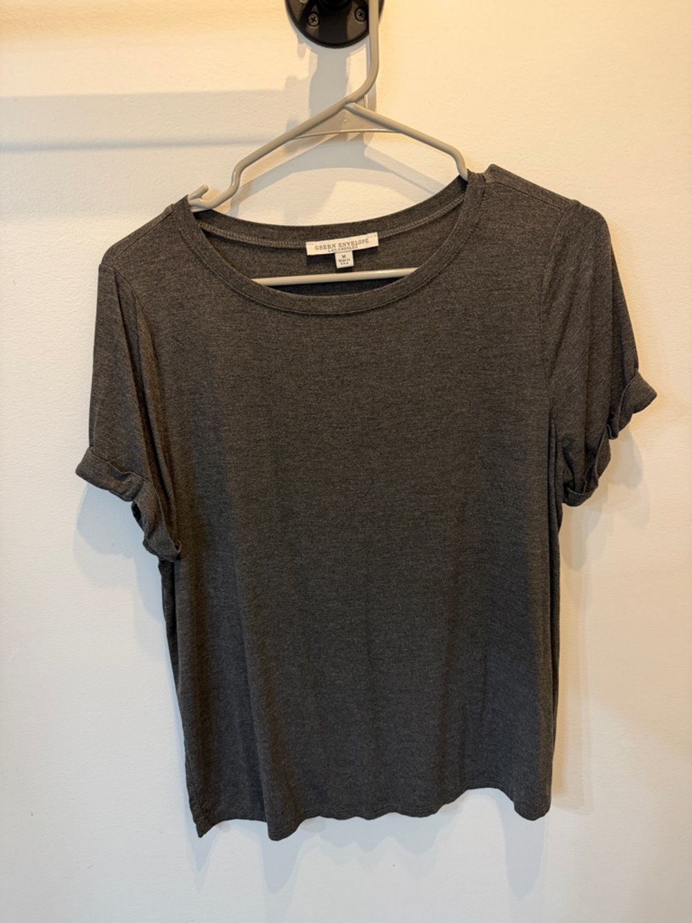 Green Envelope Short Sleeve Tee in Dark Gray